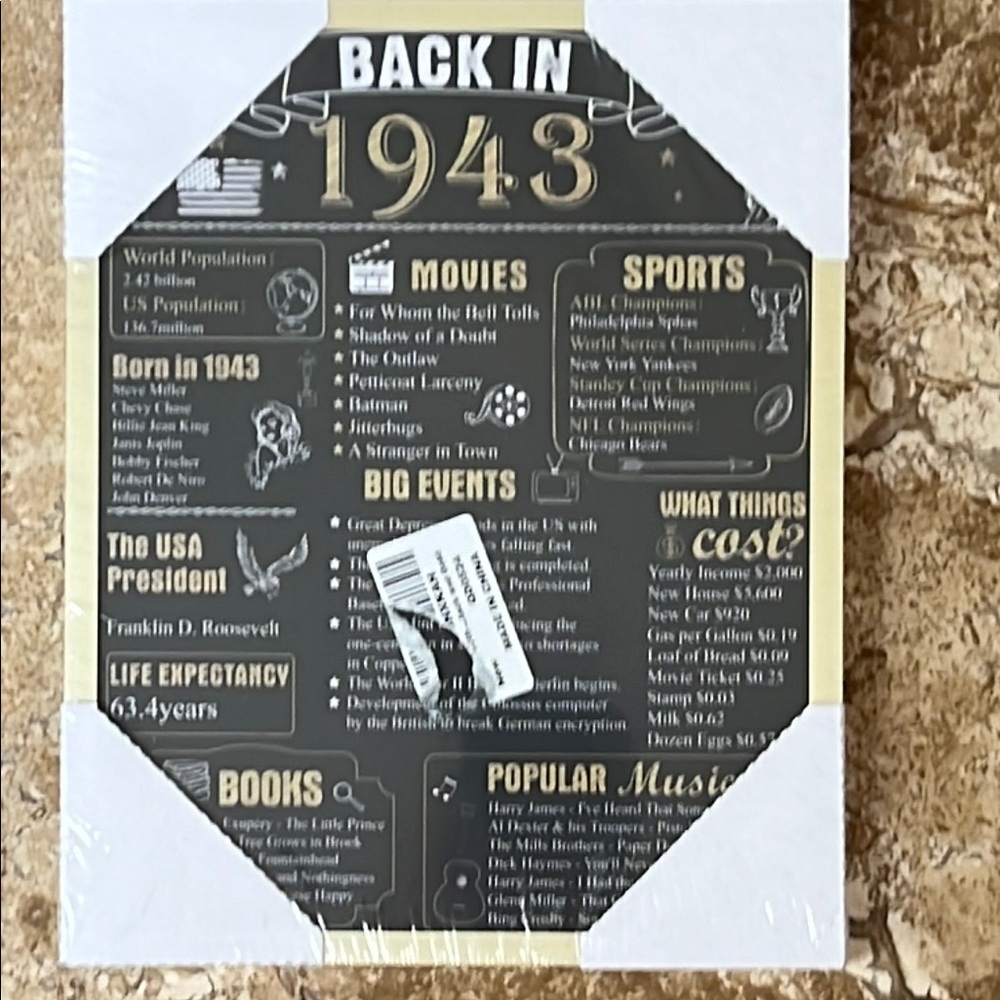 Back in 1943 Framed Fun Facts Print – 10"x8" Vintage Birthday Gift